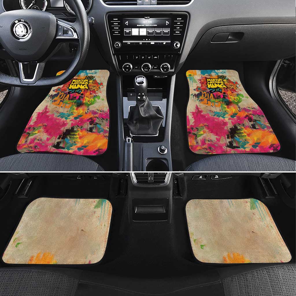 Martin Luther King Graffiti Style Graphic Car Mats with Colorful Spray Paint Quotes and Crown Detail - Wonder Print Shop