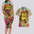 Martin Luther King Graffiti Style Graphic Couples Matching Long Sleeve Bodycon Dress and Hawaiian Shirt with Colorful Spray Paint Quotes and Crown Detail - Wonder Print Shop