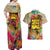 Martin Luther King Graffiti Style Graphic Couples Matching Off Shoulder Maxi Dress and Hawaiian Shirt with Colorful Spray Paint Quotes and Crown Detail - Wonder Print Shop