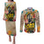 Martin Luther King Graffiti Style Graphic Couples Matching Puletasi and Long Sleeve Button Shirt with Colorful Spray Paint Quotes and Crown Detail - Wonder Print Shop