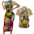Martin Luther King Graffiti Style Graphic Couples Matching Short Sleeve Bodycon Dress and Hawaiian Shirt with Colorful Spray Paint Quotes and Crown Detail - Wonder Print Shop