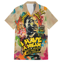 Martin Luther King Graffiti Style Graphic Family Matching Long Sleeve Bodycon Dress and Hawaiian Shirt with Colorful Spray Paint Quotes and Crown Detail - Wonder Print Shop