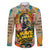 Martin Luther King Graffiti Style Graphic Family Matching Off The Shoulder Long Sleeve Dress and Hawaiian Shirt with Colorful Spray Paint Quotes and Crown Detail - Wonder Print Shop