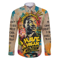 Martin Luther King Graffiti Style Graphic Family Matching Summer Maxi Dress and Hawaiian Shirt with Colorful Spray Paint Quotes and Crown Detail - Wonder Print Shop