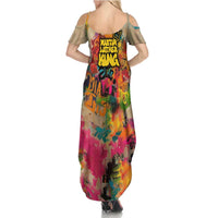 Martin Luther King Graffiti Style Graphic Family Matching Summer Maxi Dress and Hawaiian Shirt with Colorful Spray Paint Quotes and Crown Detail - Wonder Print Shop