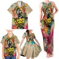 Martin Luther King Graffiti Style Graphic Family Matching Tank Maxi Dress and Hawaiian Shirt with Colorful Spray Paint Quotes and Crown Detail - Wonder Print Shop