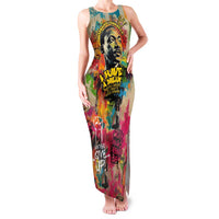 Martin Luther King Graffiti Style Graphic Family Matching Tank Maxi Dress and Hawaiian Shirt with Colorful Spray Paint Quotes and Crown Detail - Wonder Print Shop