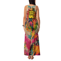 Martin Luther King Graffiti Style Graphic Family Matching Tank Maxi Dress and Hawaiian Shirt with Colorful Spray Paint Quotes and Crown Detail - Wonder Print Shop