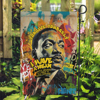 Martin Luther King Graffiti Style Graphic Garden Flag with Colorful Spray Paint Quotes and Crown Detail - Wonder Print Shop