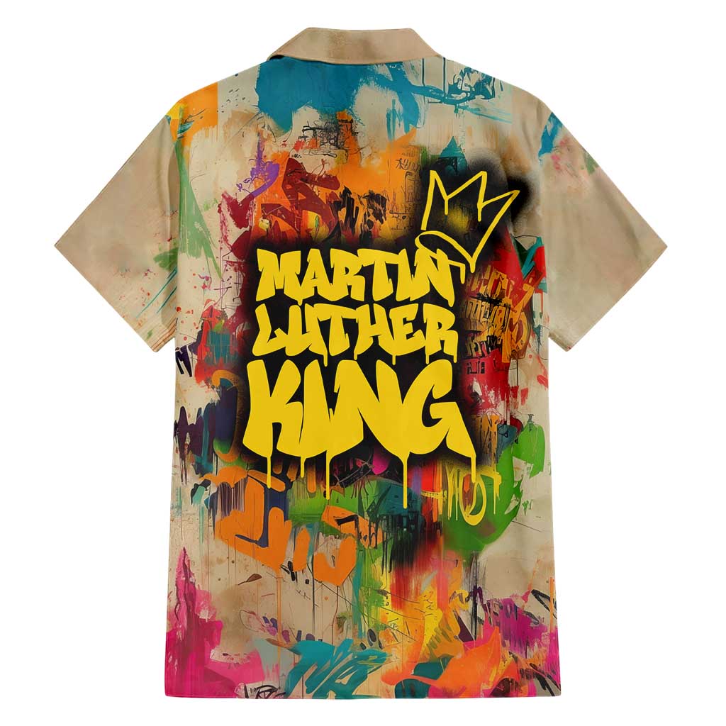 Martin Luther King Graffiti Style Graphic Hawaiian Shirt with Colorful Spray Paint Quotes and Crown Detail - Wonder Print Shop
