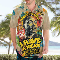 Martin Luther King Graffiti Style Graphic Hawaiian Shirt with Colorful Spray Paint Quotes and Crown Detail - Wonder Print Shop