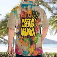 Martin Luther King Graffiti Style Graphic Hawaiian Shirt with Colorful Spray Paint Quotes and Crown Detail - Wonder Print Shop