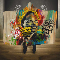 Martin Luther King Graffiti Style Graphic Hooded Blanket with Colorful Spray Paint Quotes and Crown Detail - Wonder Print Shop