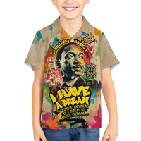 Martin Luther King Graffiti Style Graphic Kid Hawaiian Shirt with Colorful Spray Paint Quotes and Crown Detail - Wonder Print Shop