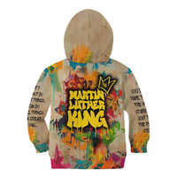 Martin Luther King Graffiti Style Graphic Kid Hoodie with Colorful Spray Paint Quotes and Crown Detail - Wonder Print Shop