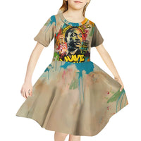 Martin Luther King Graffiti Style Graphic Kid Short Sleeve Dress with Colorful Spray Paint Quotes and Crown Detail - Wonder Print Shop