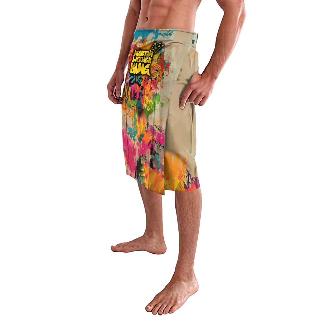 Martin Luther King Graffiti Style Graphic Lavalava with Colorful Spray Paint Quotes and Crown Detail - Wonder Print Shop