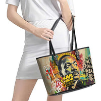 Martin Luther King Graffiti Style Graphic Leather Tote Bag with Colorful Spray Paint Quotes and Crown Detail - Wonder Print Shop