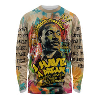 Martin Luther King Graffiti Style Graphic Long Sleeve Shirt with Colorful Spray Paint Quotes and Crown Detail - Wonder Print Shop