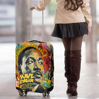 Martin Luther King Graffiti Style Graphic Luggage Cover with Colorful Spray Paint Quotes and Crown Detail - Wonder Print Shop