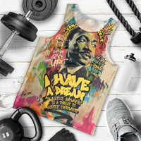 Martin Luther King Graffiti Style Graphic Men Tank Top with Colorful Spray Paint Quotes and Crown Detail - Wonder Print Shop