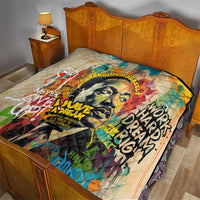 Martin Luther King Graffiti Style Graphic Quilt with Colorful Spray Paint Quotes and Crown Detail - Wonder Print Shop