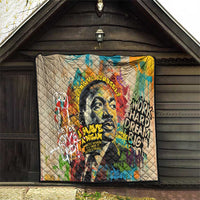 Martin Luther King Graffiti Style Graphic Quilt with Colorful Spray Paint Quotes and Crown Detail - Wonder Print Shop