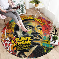 Martin Luther King Graffiti Style Graphic Round Carpet with Colorful Spray Paint Quotes and Crown Detail - Wonder Print Shop
