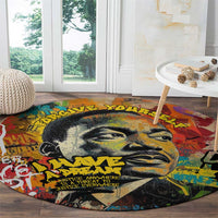 Martin Luther King Graffiti Style Graphic Round Carpet with Colorful Spray Paint Quotes and Crown Detail - Wonder Print Shop