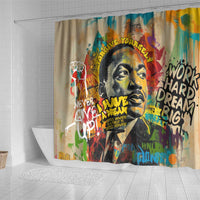 Martin Luther King Graffiti Style Graphic Shower Curtain with Colorful Spray Paint Quotes and Crown Detail - Wonder Print Shop