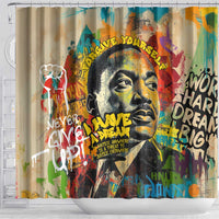 Martin Luther King Graffiti Style Graphic Shower Curtain with Colorful Spray Paint Quotes and Crown Detail - Wonder Print Shop