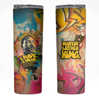 Martin Luther King Graffiti Style Graphic Skinny Tumbler with Colorful Spray Paint Quotes and Crown Detail - Wonder Print Shop