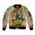 Martin Luther King Graffiti Style Graphic Sleeve Zip Bomber Jacket with Colorful Spray Paint Quotes and Crown Detail - Wonder Print Shop