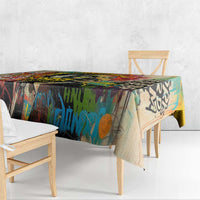 Martin Luther King Graffiti Style Graphic Tablecloth with Colorful Spray Paint Quotes and Crown Detail - Wonder Print Shop