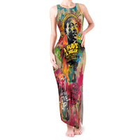 Martin Luther King Graffiti Style Graphic Tank Maxi Dress with Colorful Spray Paint Quotes and Crown Detail - Wonder Print Shop