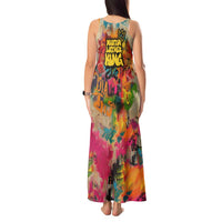 Martin Luther King Graffiti Style Graphic Tank Maxi Dress with Colorful Spray Paint Quotes and Crown Detail - Wonder Print Shop