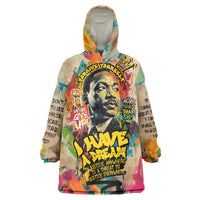 Martin Luther King Graffiti Style Graphic Wearable Blanket Hoodie with Colorful Spray Paint Quotes and Crown Detail - Wonder Print Shop