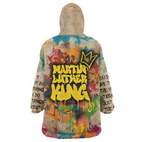 Martin Luther King Graffiti Style Graphic Wearable Blanket Hoodie with Colorful Spray Paint Quotes and Crown Detail - Wonder Print Shop