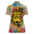 Martin Luther King Graffiti Style Graphic Women Polo Shirt with Colorful Spray Paint Quotes and Crown Detail - Wonder Print Shop