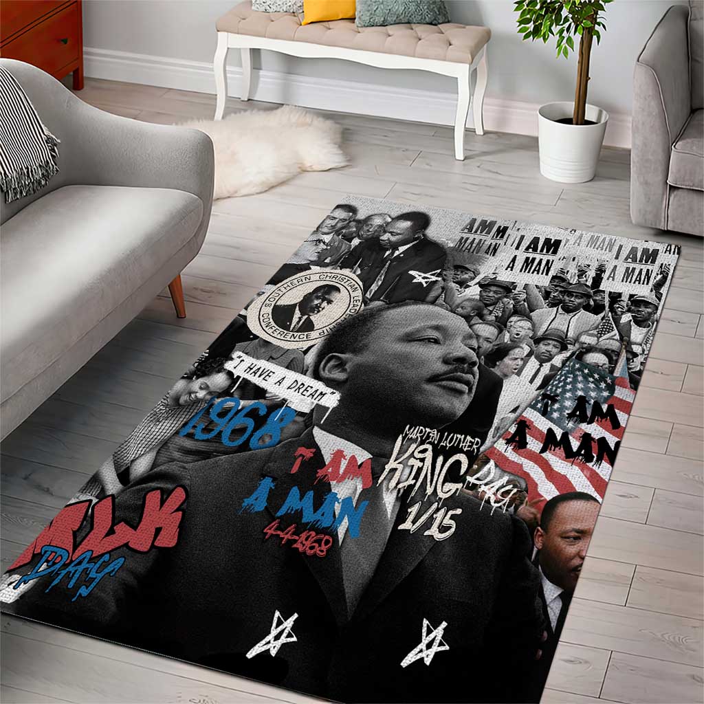 Martin Luther King Day Tribute Area Rug Civil Rights Collage and Classic American Street Graffiti Colors - Wonder Print Shop