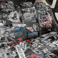 Martin Luther King Day Tribute Back Car Seat Cover Civil Rights Collage and Classic American Street Graffiti Colors - Wonder Print Shop