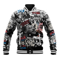 Martin Luther King Day Tribute Baseball Jacket Civil Rights Collage and Classic American Street Graffiti Colors - Wonder Print Shop
