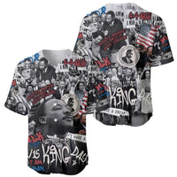 Martin Luther King Day Tribute Baseball Jersey Civil Rights Collage and Classic American Street Graffiti Colors - Wonder Print Shop