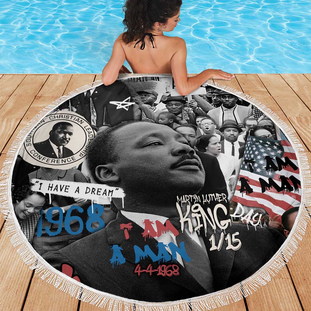 Martin Luther King Day Tribute Beach Blanket Civil Rights Collage and Classic American Street Graffiti Colors - Wonder Print Shop