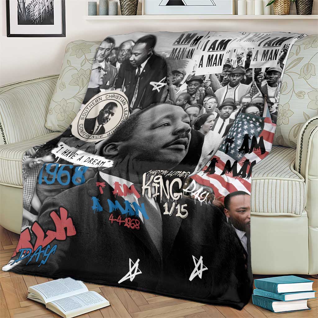 Martin Luther King Day Tribute Blanket Civil Rights Collage and Classic American Street Graffiti Colors - Wonder Print Shop