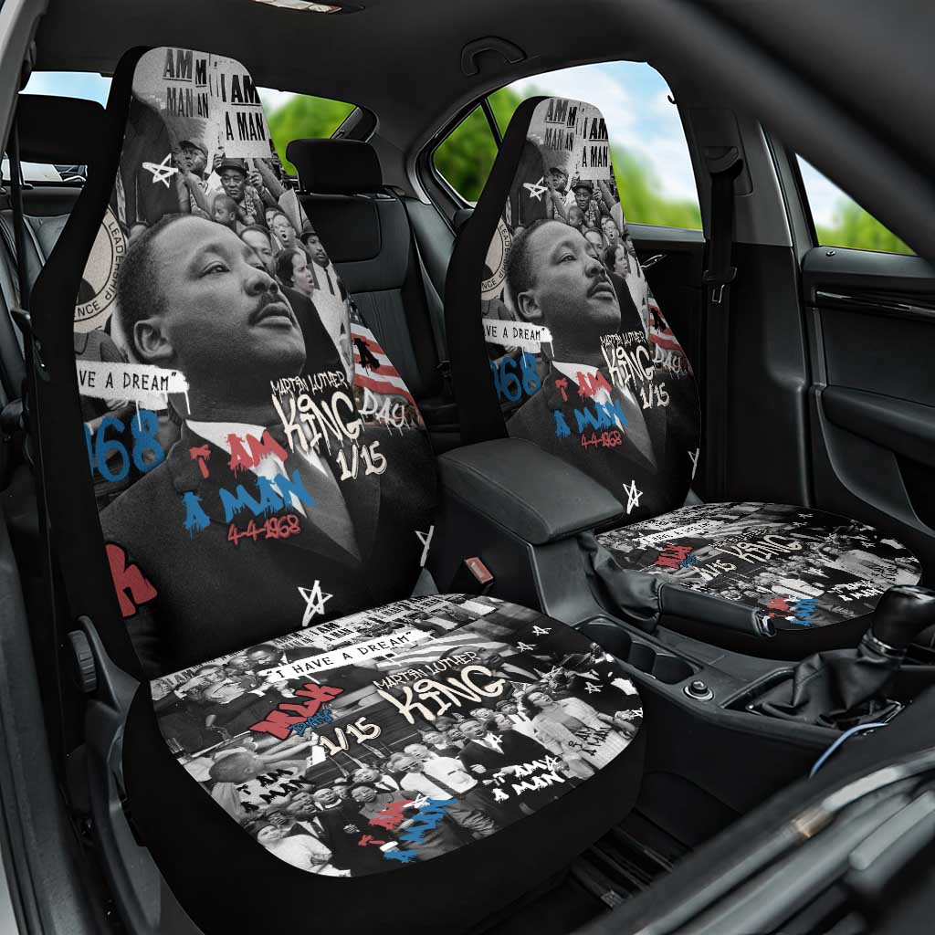 Martin Luther King Day Tribute Car Seat Cover Civil Rights Collage and Classic American Street Graffiti Colors - Wonder Print Shop