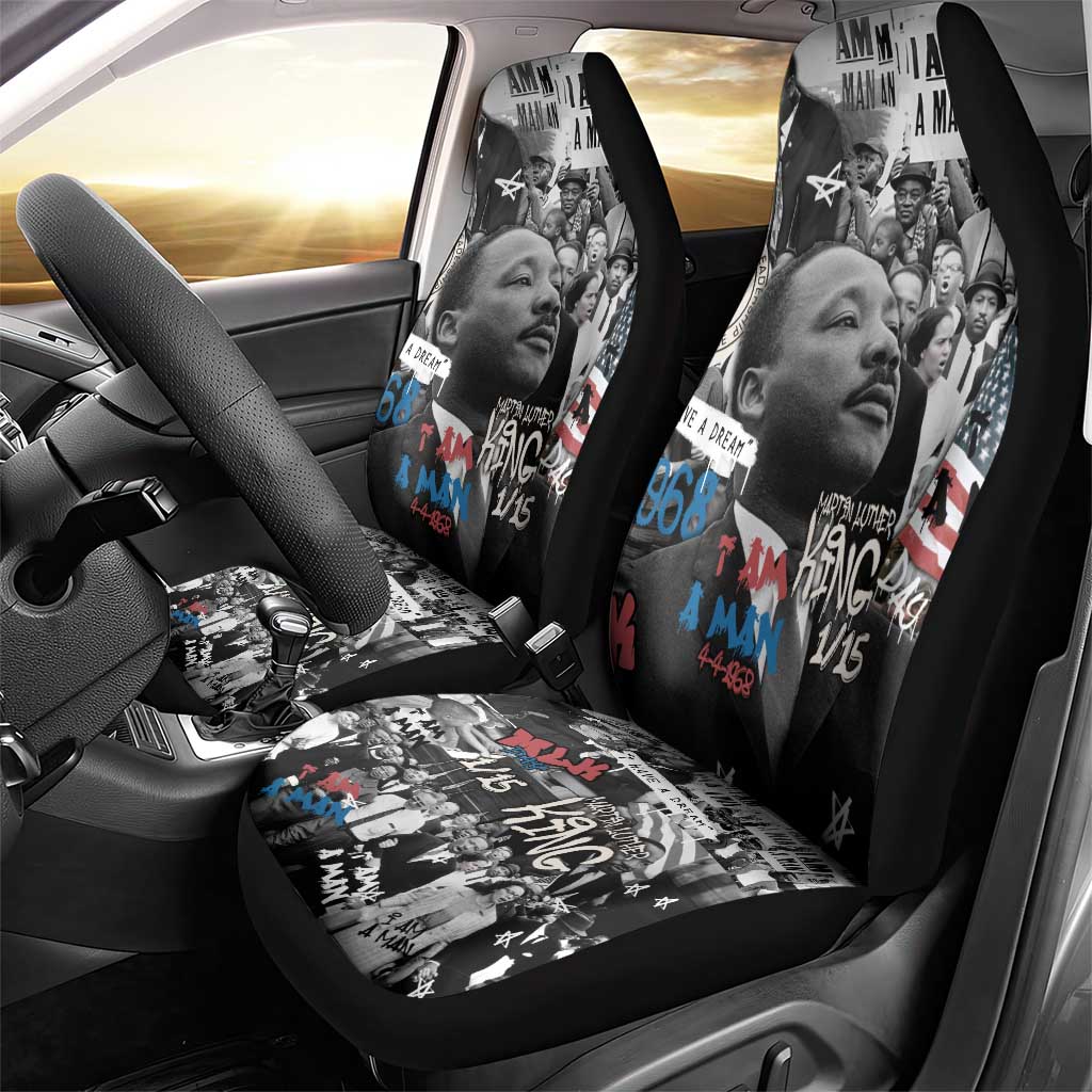 Martin Luther King Day Tribute Car Seat Cover Civil Rights Collage and Classic American Street Graffiti Colors - Wonder Print Shop