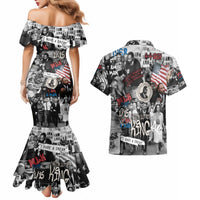 Martin Luther King Day Tribute Couples Matching Mermaid Dress and Hawaiian Shirt Civil Rights Collage and Classic American Street Graffiti Colors - Wonder Print Shop