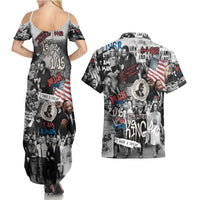 Martin Luther King Day Tribute Couples Matching Summer Maxi Dress and Hawaiian Shirt Civil Rights Collage and Classic American Street Graffiti Colors - Wonder Print Shop