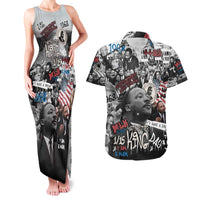 Martin Luther King Day Tribute Couples Matching Tank Maxi Dress and Hawaiian Shirt Civil Rights Collage and Classic American Street Graffiti Colors - Wonder Print Shop
